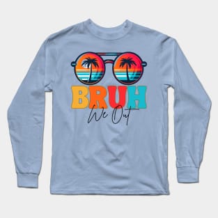 Bye Bruh We Out End Of School Retro Rainbow Sunglasses Boys Long Sleeve T-Shirt